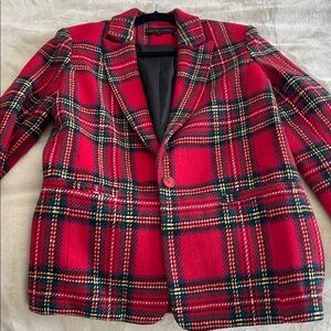 English Factory Red Plaid Blazer